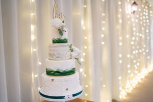 Semi-naked wedding cake at Applewood Hall