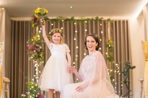 Bride and Flower Girl with Styled Ceremony Arch