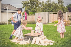 Giant Jenga in the Wedding Garden at Applewood Hall