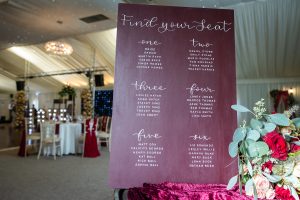 Handwritten calligraphy table plan