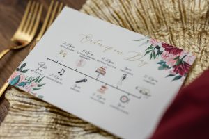 Handwritten wedding stationery order of the day