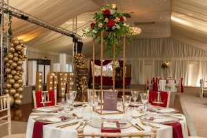 Regal and rustic table styling at Applewood Hall