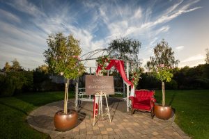 Styled gazebo in the wedding garden at Applewood Hall